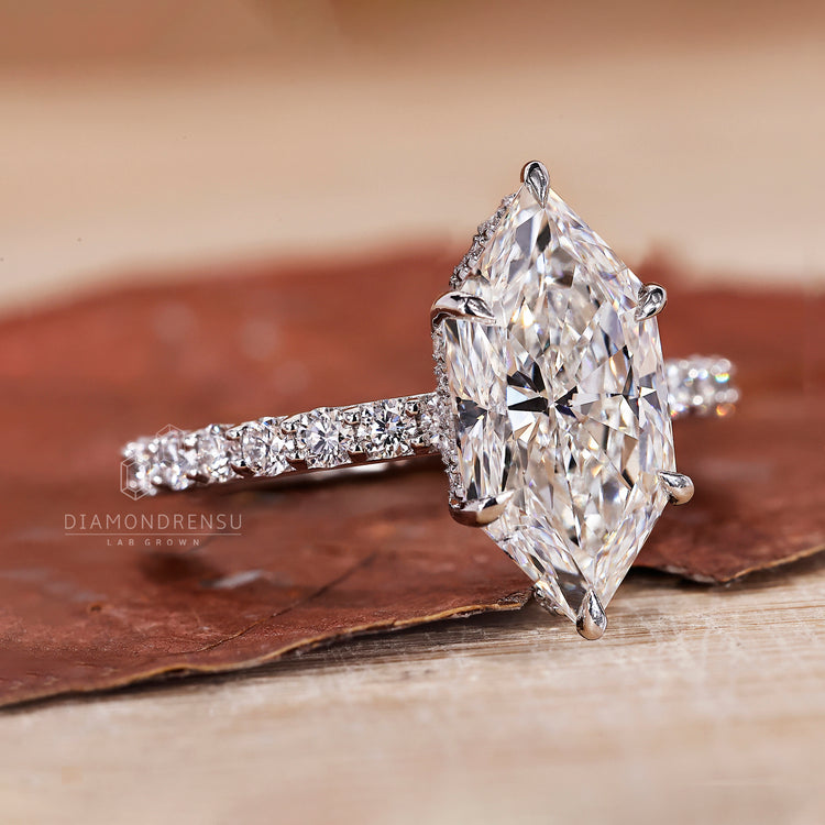 Buy engagement ring with round cut pave set ring.