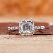 Asscher Cut Lab-Grown Diamond Halo Engagement Ring 1.4 CT