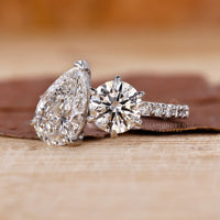 V prong setting ring with Toi Et Moi style and lab grown diamonds.