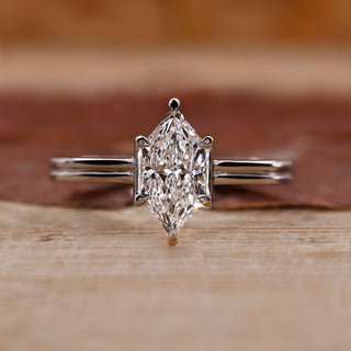 Dutch marquise engagement ring with dual shank setting.