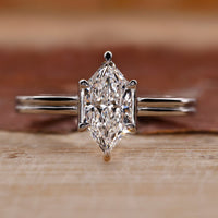 Dutch marquise engagement ring with dual shank setting.