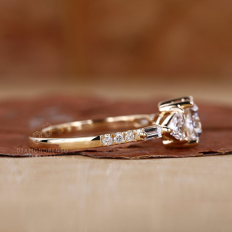 Pave setting ring with cushion cut diamond ring.