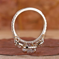 Round diamond pave setting ring in pave ring setting.