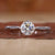 Close-up of round solitaire diamond ring with compass prongs setting Close-up of round solitaire diamond ring with compass prongs setting