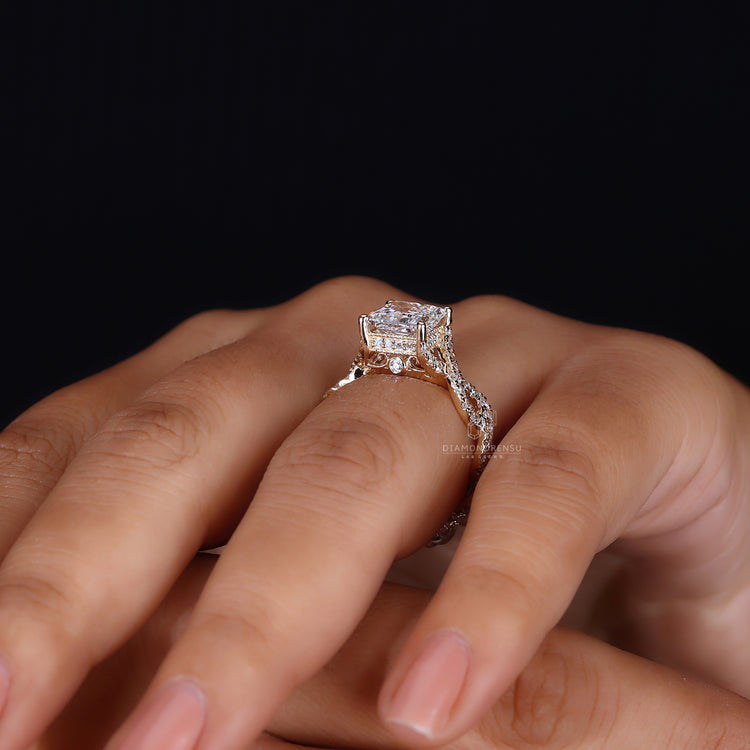 IGI certified princess cut engagement ring style.