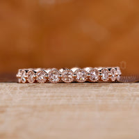 Rose Gold Band with round rose cut diamonds in milgrain finish.