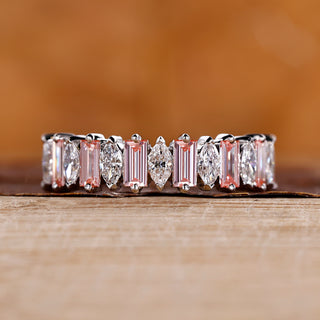 Marquise diamond wedding band in white gold.