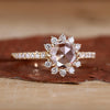 Round Rose Cut Lab-Grown Diamond Halo Pavé Ring