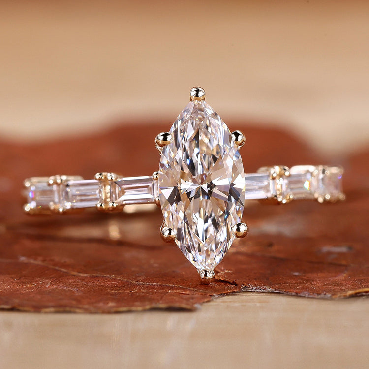 Marquise engagement ring in a bold and elegant design.