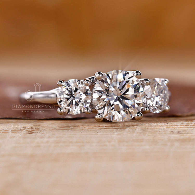 Prong setting ring with IGI certified lab grown diamonds.
