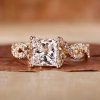 Princess cut engagement ring with hidden halo engagement ring.