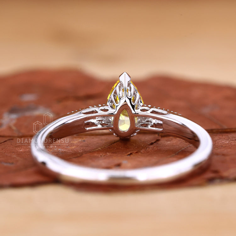 Buy Engagement ring with yellow diamond pear engagement ring.