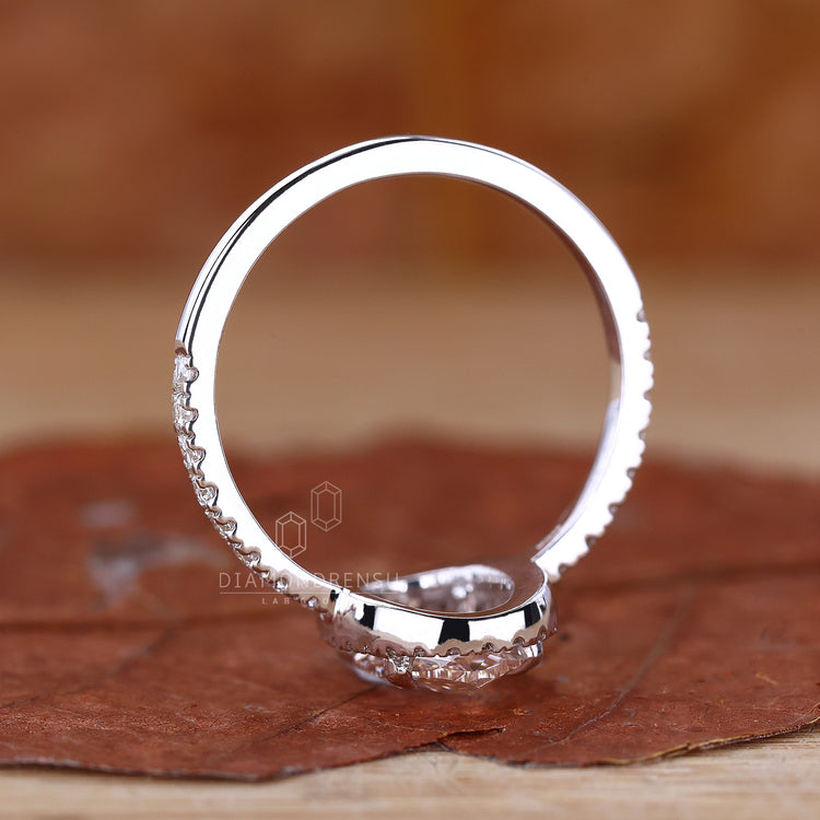 Lab Grown Diamond in halo engagement ring.