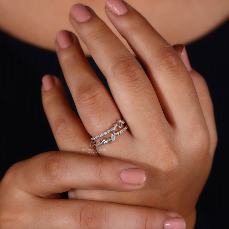 Handmade band and double row pave band design.