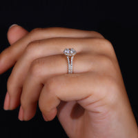 Round prong setting ring holding diamond securely in place.