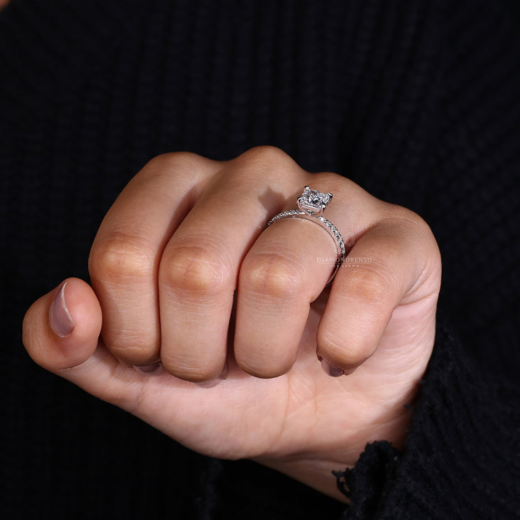 IGI certified white gold engagement ring.