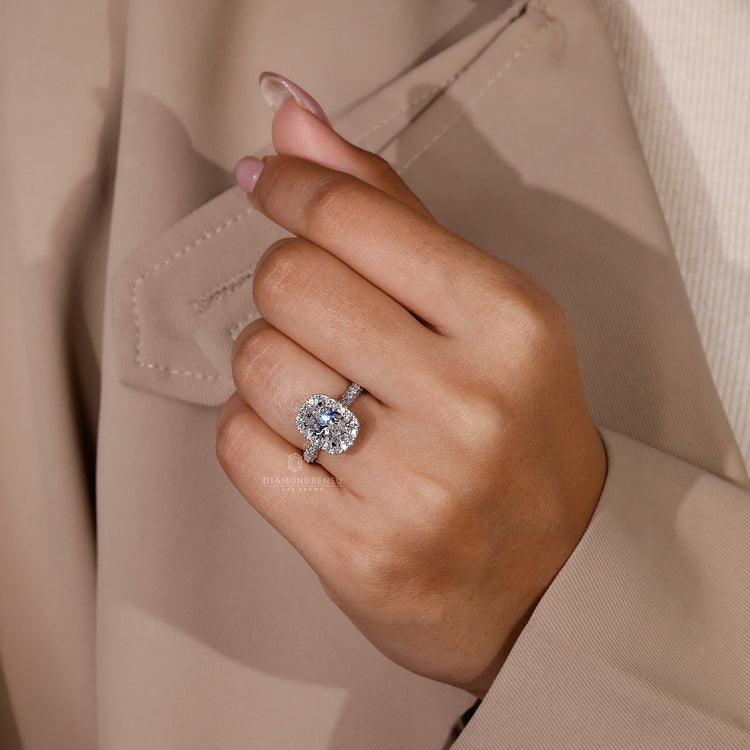 IGI certified oval diamond engagement ring.