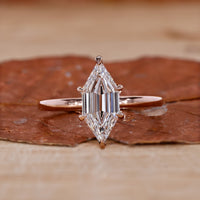 rose gold ring with hexagon step cut diamond ring.