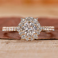 Cathedral Setting Engagement Ring with cushion cut diamond ring.