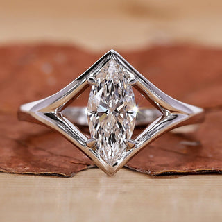 Marquise engagement ring in white gold diamond ring.