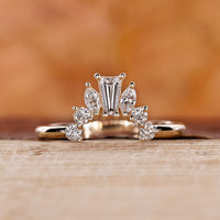 Tapered baguette wedding band with marquise wedding band.