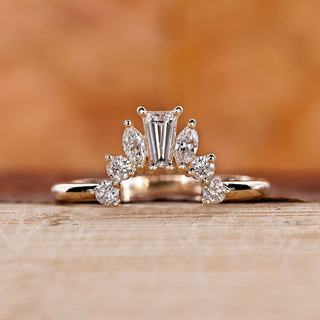 Tapered baguette wedding band with marquise wedding band.