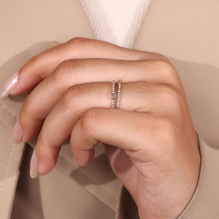 Buy Wedding Band with double row prong setting in gold.