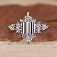Elongated Hexagon Lab-Grown Diamond Nature Inspired Ring 2.01 CT