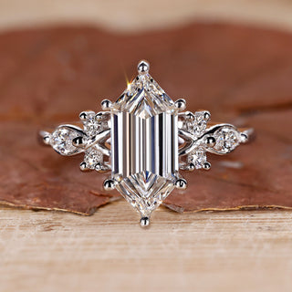 Elongated Hexagon Lab-Grown Diamond Nature Inspired Ring 2.01 CT