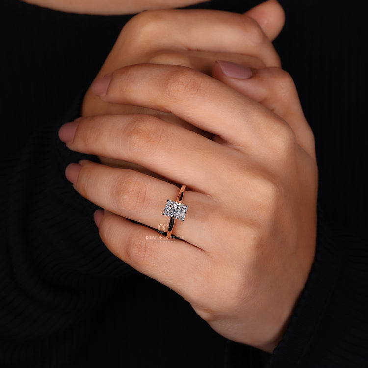 Cathedral setting engagement ring offering elegant height.