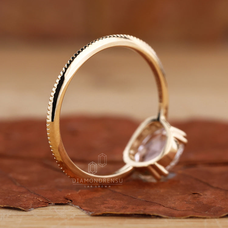 Lab Grown Diamond in a round rose cut ring.