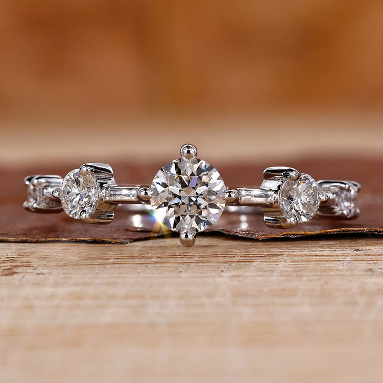 5 Stone Diamond Ring with round cut diamond ring.