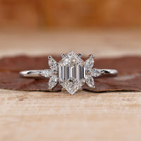 White Gold Engagement Ring with marquise side stones.