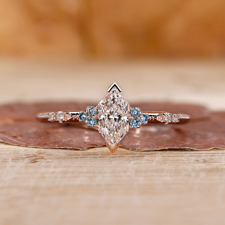 Dutch marquise engagement ring in rose gold ring.