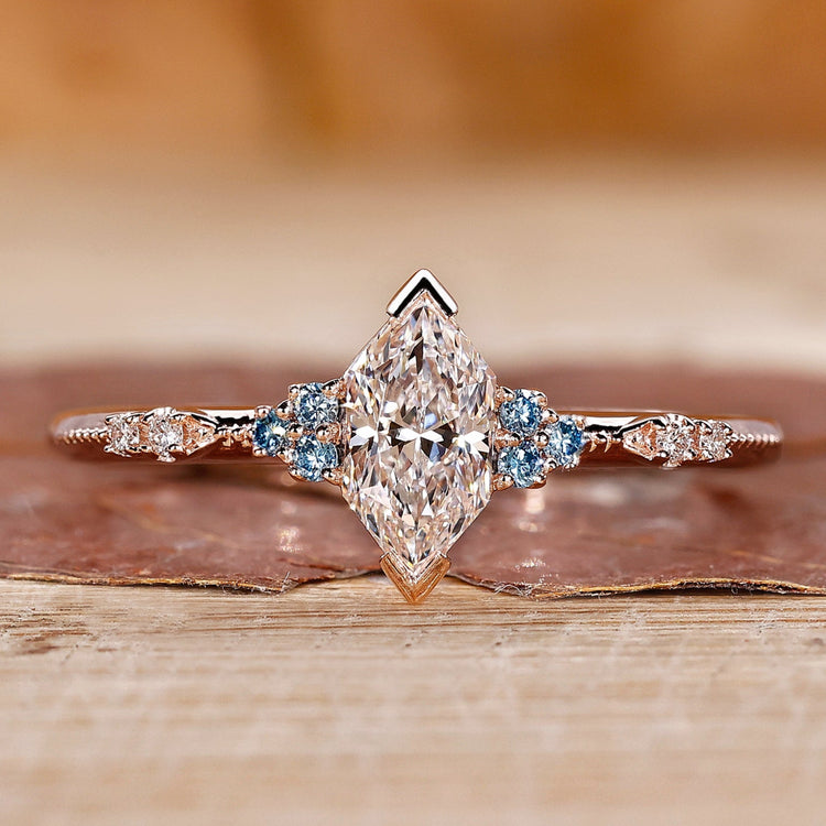 Dutch marquise engagement ring in rose gold ring.