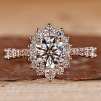 Round diamond ring with a halo ring setting.