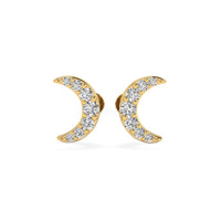 Crescent Moon Lab-Grown Diamond Stud + Solid Gold Earrings