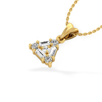 Baguette & Round Lab-Grown Diamond + Solid Gold Triangle Pendant Necklace