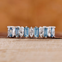Marquise diamond wedding band in white gold.