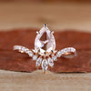 Pear Rose Cut Lab-Grown Diamond with Round and Marquise Pavé Band Ring