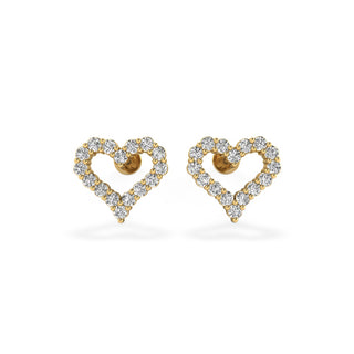 Open Heart Lab-Grown Diamond Stud + Solid Gold Earrings