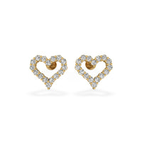 Open Heart Lab-Grown Diamond Stud + Solid Gold Earrings