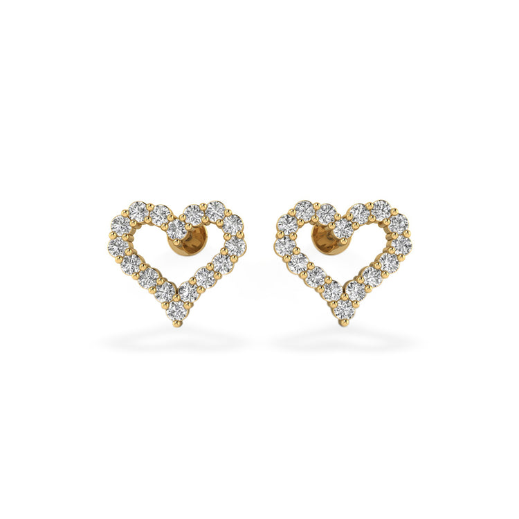 Open Heart Lab-Grown Diamond Stud + Solid Gold Earrings