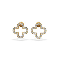 4 Leaf Open Clover Lab-Grown Diamond Stud + Solid Gold Earrings