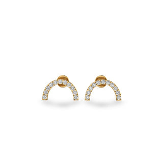 Semi-Circle Lab-Grown Diamond Stud + Solid Gold Earrings