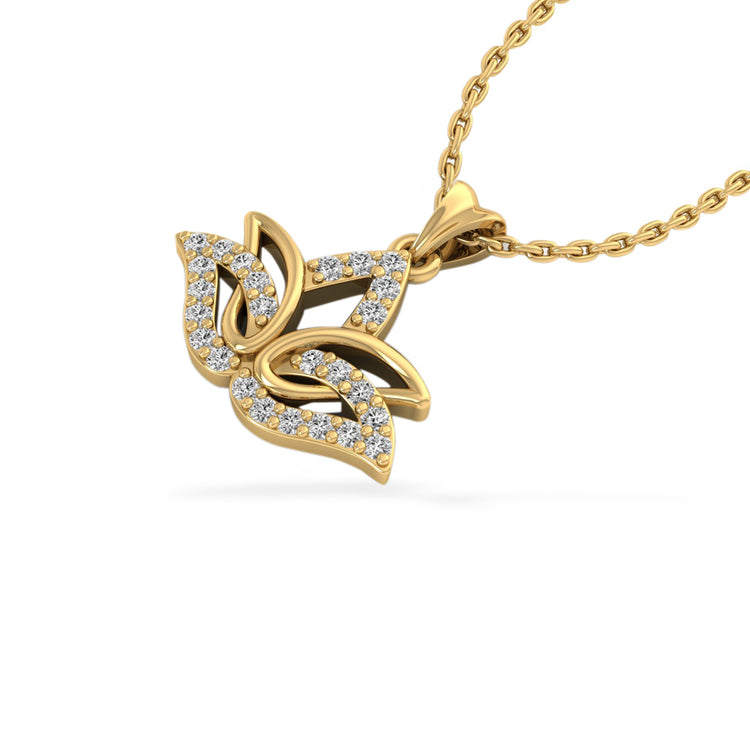 Lotus Lab-Grown Diamond + Solid Gold Pendant Necklace