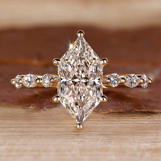 Dutch Marquise Cut Ring with 7 stone shared prong setting.