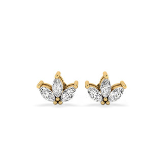 3 Petal Marquise Lab-Grown Diamond Stud + Solid Gold Earrings