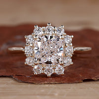 Cushion cut diamond ring with elegant sparkle.