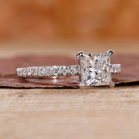 White gold princess cut diamond engagement ring.